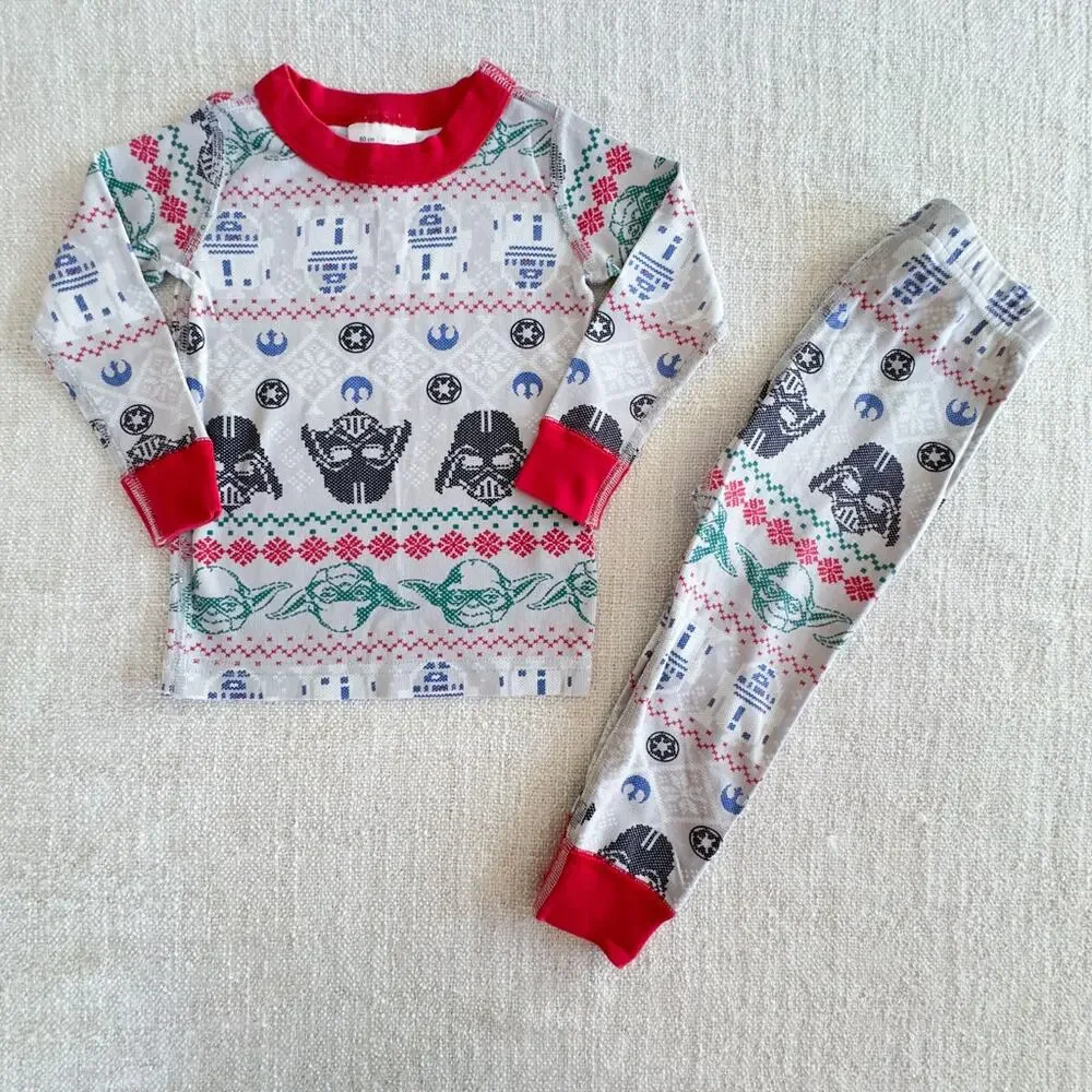 Hanna Andersson Gray Fair Isle Star Wars Pajama Set. Size 18-24mo EUC